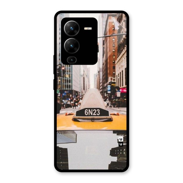 City Taxi Glass Back Case for Vivo V25 Pro