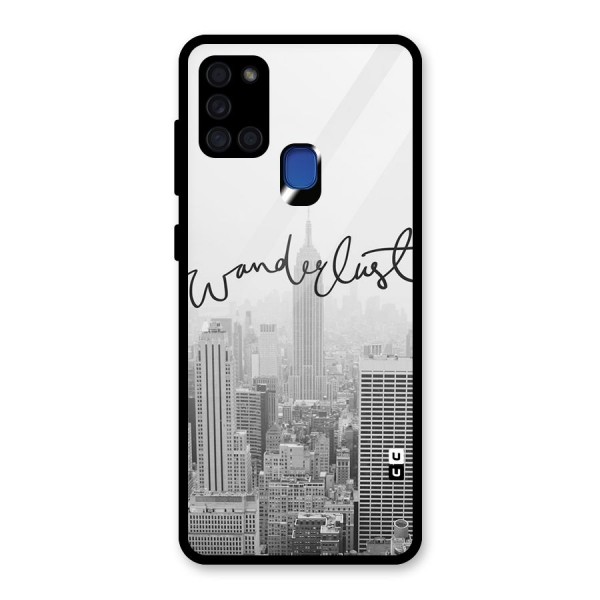 City Wanderlust Monochrome Glass Back Case for Galaxy A21s