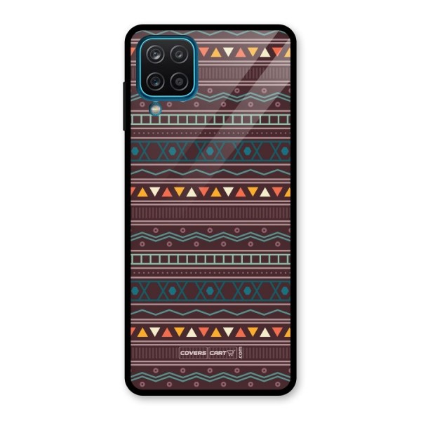 Classic Aztec Pattern Glass Back Case for Galaxy A12