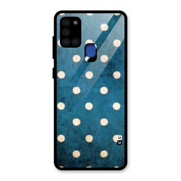 Classic Blue Polka Glass Back Case for Galaxy A21s