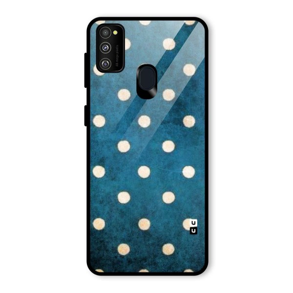 Classic Blue Polka Glass Back Case for Galaxy M21