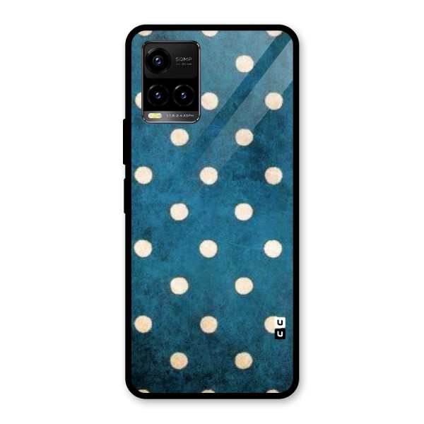 Classic Blue Polka Glass Back Case for Vivo Y21G