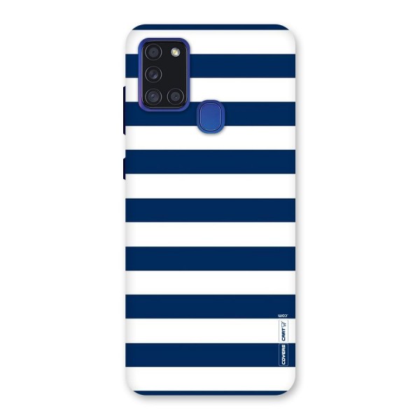 Classic Blue White Stripes Back Case for Galaxy A21s