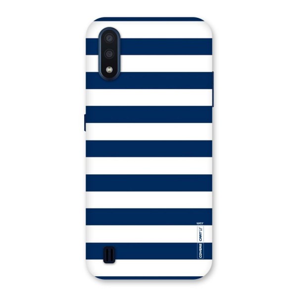 Classic Blue White Stripes Back Case for Galaxy M01