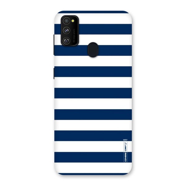 Classic Blue White Stripes Back Case for Galaxy M21