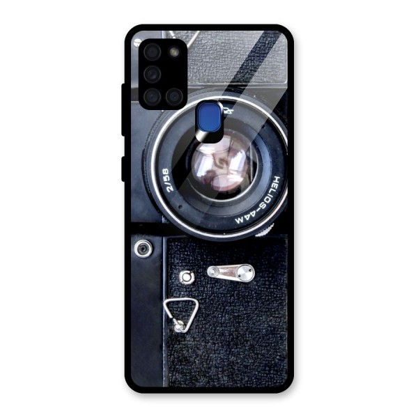 Classic Camera Glass Back Case for Galaxy A21s