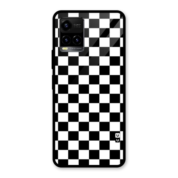 Classic Check Glass Back Case for Vivo Y21G