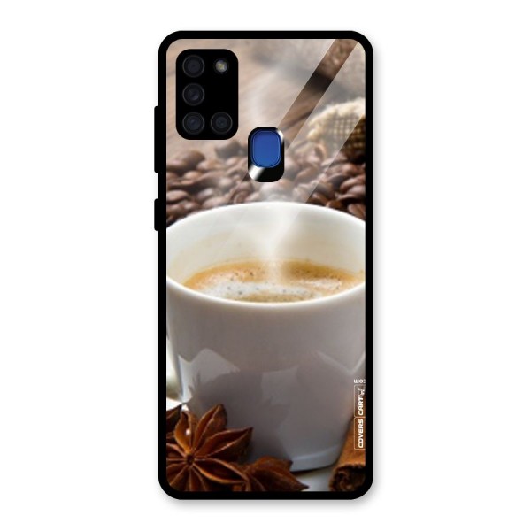 Classic Coffee Beans Glass Back Case for Galaxy A21s