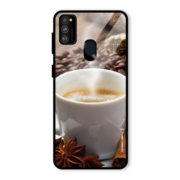 Classic Coffee Beans Glass Back Case for Galaxy M21