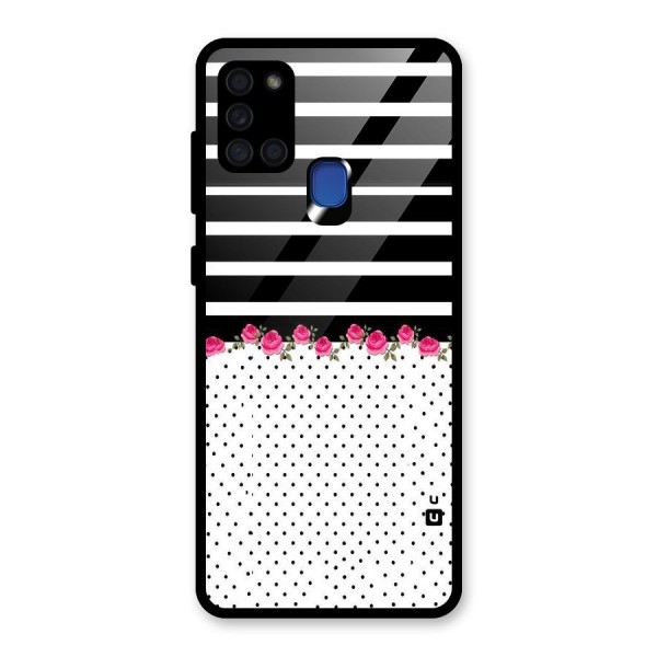 Classic Polka Stripes Glass Back Case for Galaxy A21s