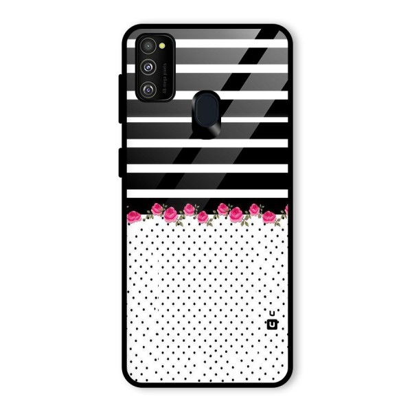 Classic Polka Stripes Glass Back Case for Galaxy M21