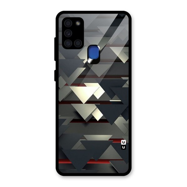 Classic Triangles Design Glass Back Case for Galaxy A21s