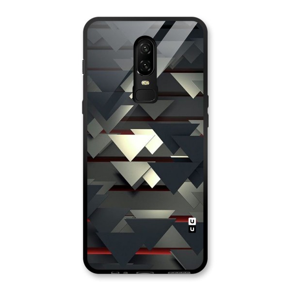 Classic Triangles Design Glass Back Case for OnePlus 6