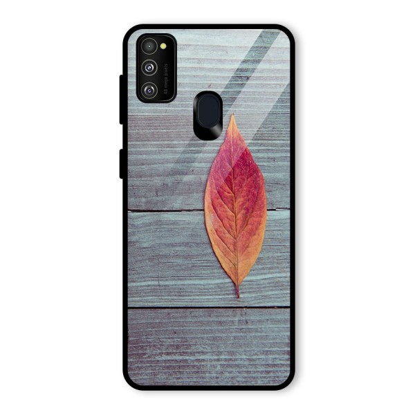 Classic Wood Leaf Glass Back Case for Galaxy M21