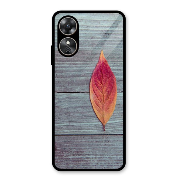 Classic Wood Leaf Glass Back Case for Oppo A17