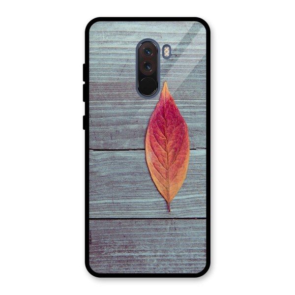 Classic Wood Leaf Glass Back Case for Poco F1