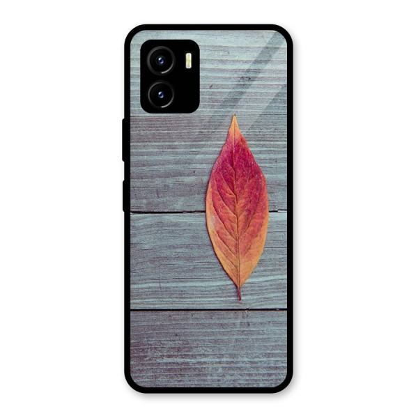 Classic Wood Leaf Glass Back Case for Vivo Y15s