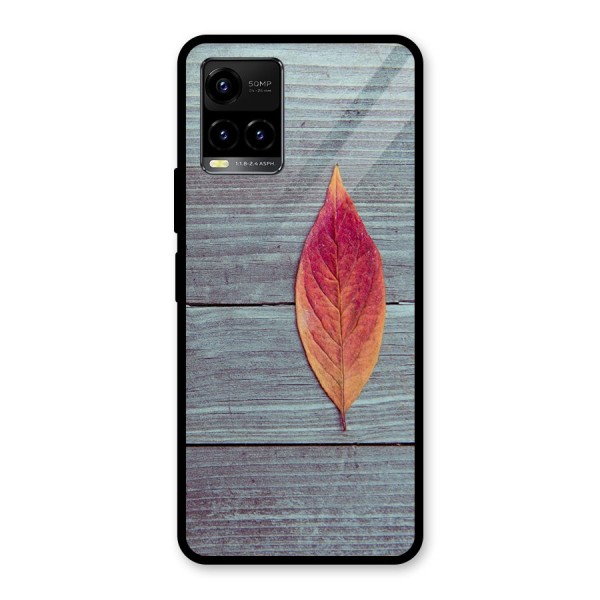 Classic Wood Leaf Glass Back Case for Vivo Y21A