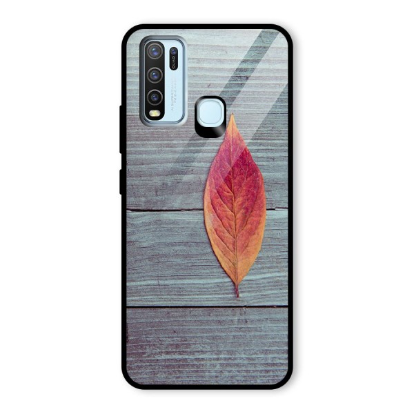 Classic Wood Leaf Glass Back Case for Vivo Y30