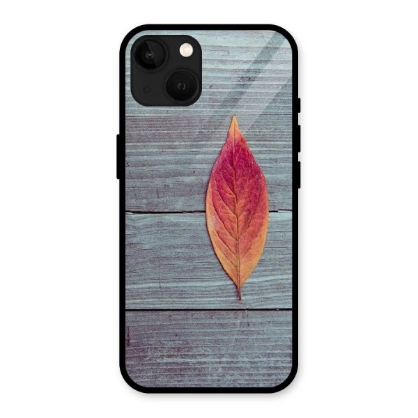 Classic Wood Leaf Glass Back Case for iPhone 13