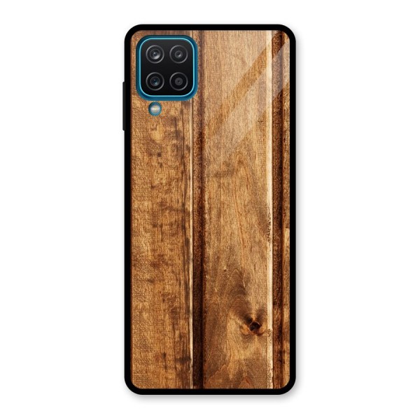 Classic Wood Print Glass Back Case for Galaxy A12