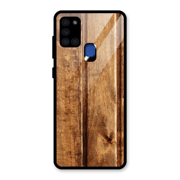 Classic Wood Print Glass Back Case for Galaxy A21s