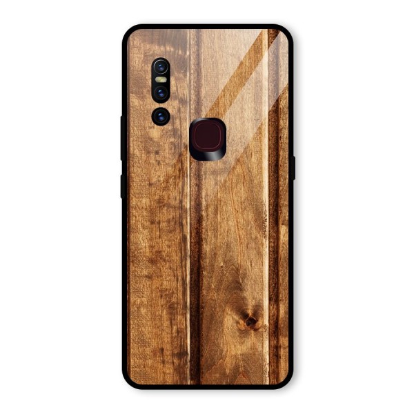 Classic Wood Print Glass Back Case for Vivo V15