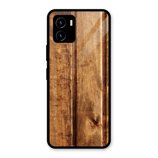 Classic Wood Print Glass Back Case for Vivo Y15s