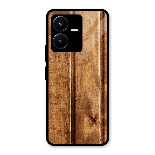 Classic Wood Print Glass Back Case for Vivo Y22