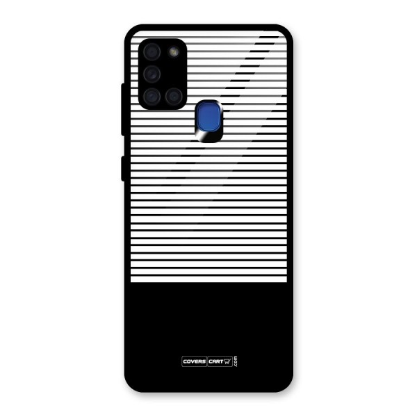 Classy Black Stripes Glass Back Case for Galaxy A21s