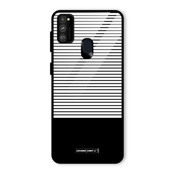 Classy Black Stripes Glass Back Case for Galaxy M21