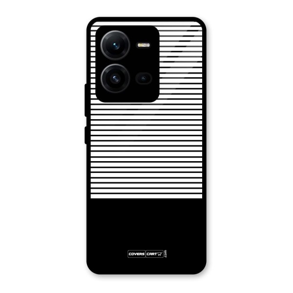 Classy Black Stripes Glass Back Case for Vivo V25