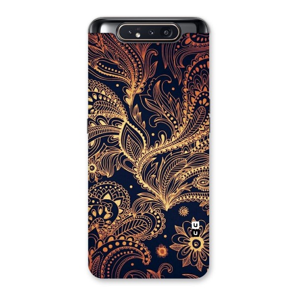 Classy Golden Leafy Design Back Case for Galaxy A80