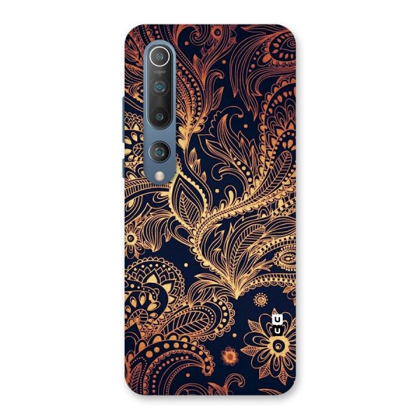 Classy Golden Leafy Design Back Case for Mi 10