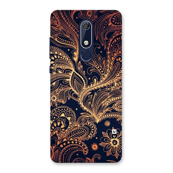 Classy Golden Leafy Design Back Case for Nokia 5.1