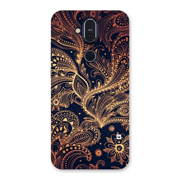 Classy Golden Leafy Design Back Case for Nokia 8.1