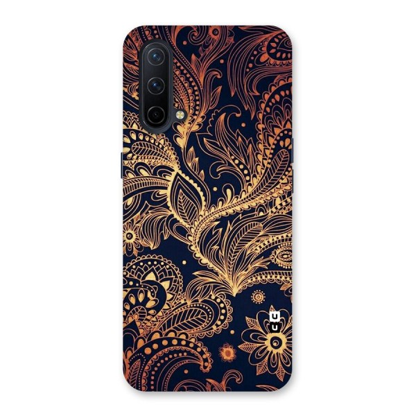 Classy Golden Leafy Design Back Case for OnePlus Nord CE 5G