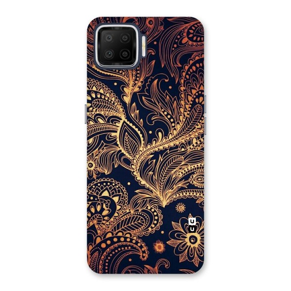 Classy Golden Leafy Design Back Case for Oppo F17