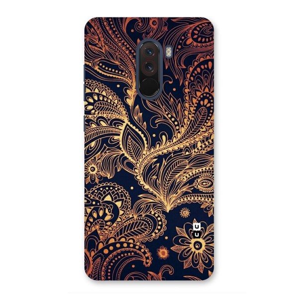 Classy Golden Leafy Design Back Case for Poco F1