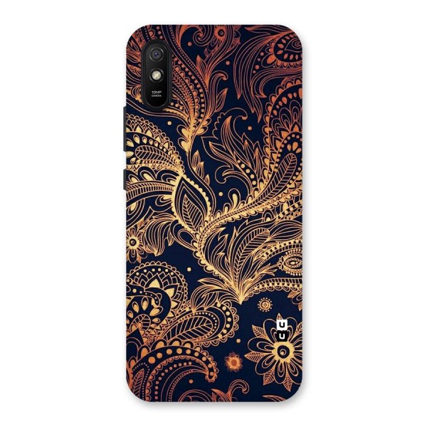 Classy Golden Leafy Design Back Case for Redmi 9i