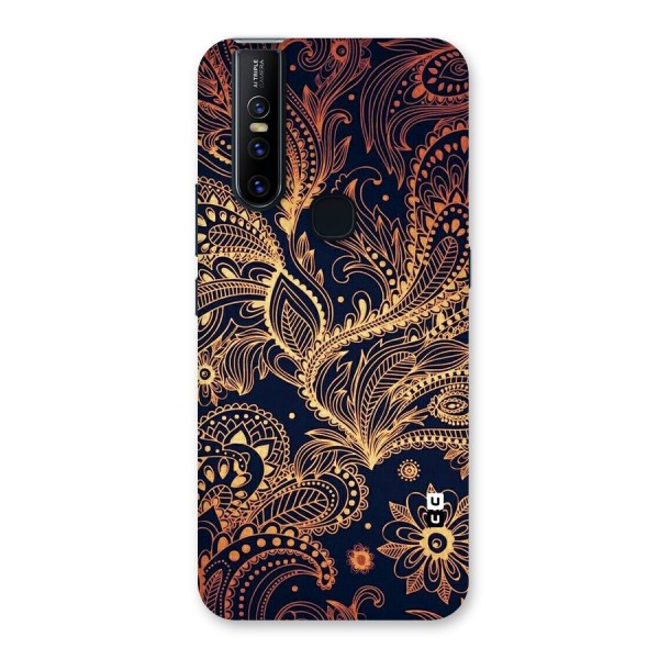 Classy Golden Leafy Design Back Case for Vivo V15