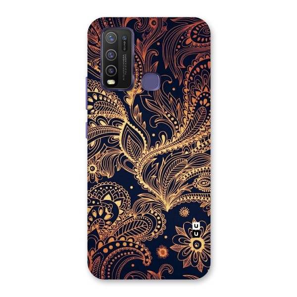 Classy Golden Leafy Design Back Case for Vivo Y30