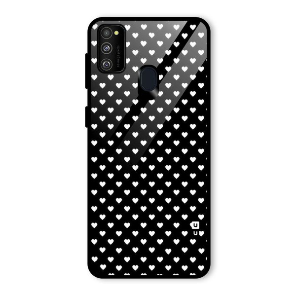 Classy Hearty Polka Glass Back Case for Galaxy M21