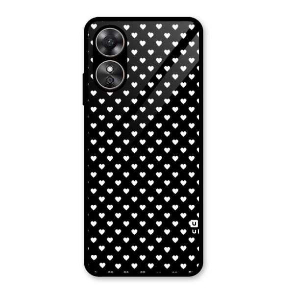 Classy Hearty Polka Glass Back Case for Oppo A17