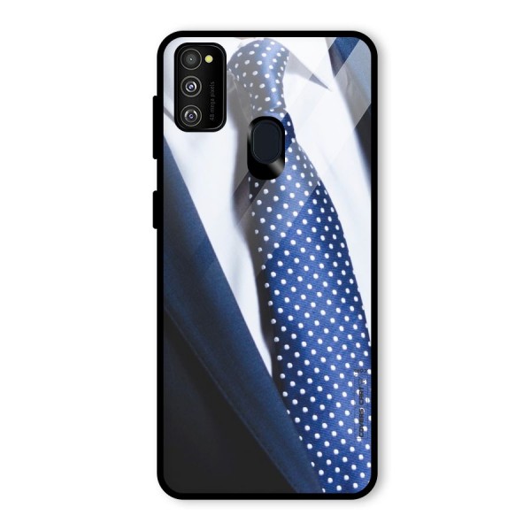 Classy Tie Glass Back Case for Galaxy M21