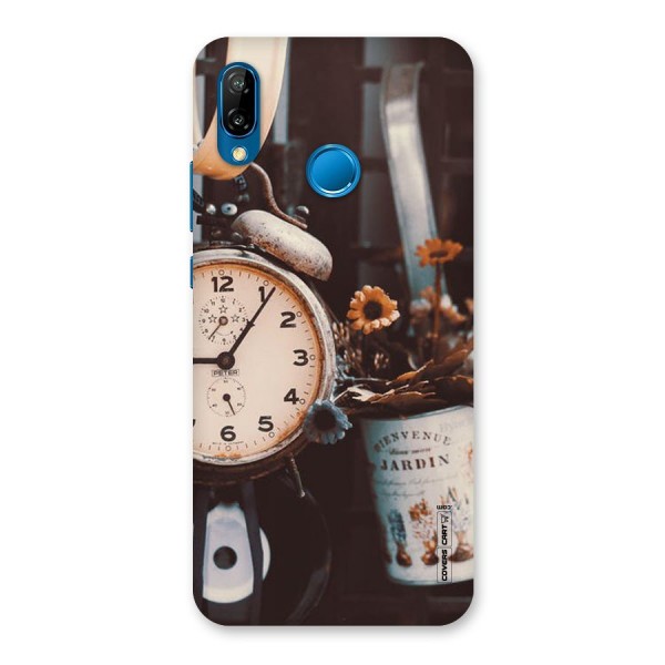 Clock And Flowers Back Case for Huawei P20 Lite