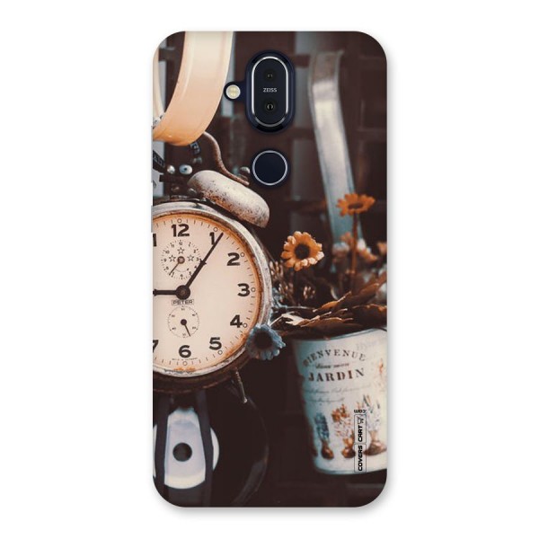 Clock And Flowers Back Case for Nokia 8.1