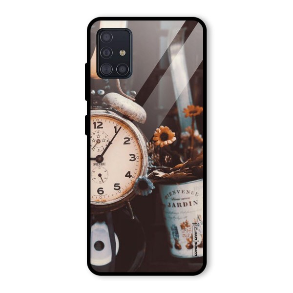 Clock And Flowers Glass Back Case for Galaxy A51