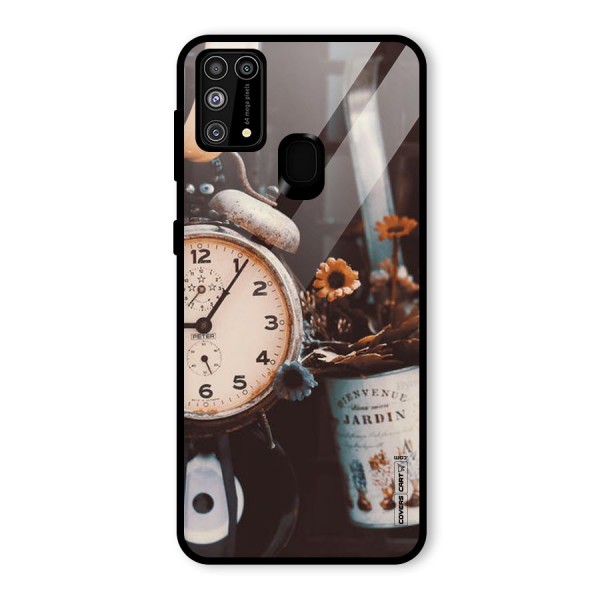 Clock And Flowers Glass Back Case for Galaxy F41