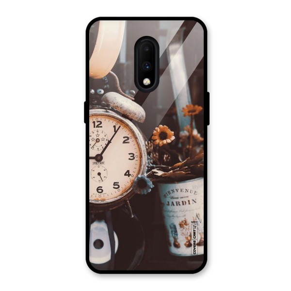 Clock And Flowers Glass Back Case for OnePlus 7